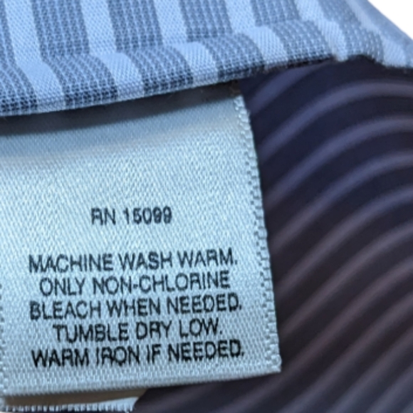 Covington Easy Care Blue/White Striped Button-Down Shirt Men's Large - Picture 9 of 10